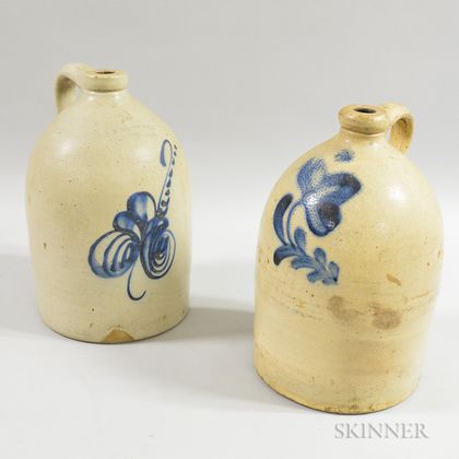 Two Cobalt-decorated Stoneware Jugs