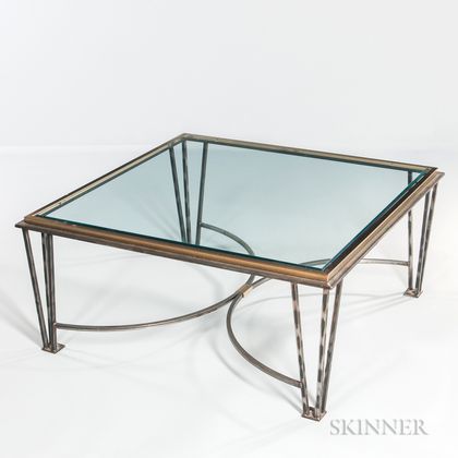 Roche Bobois Glass and Metal Cocktail Table 