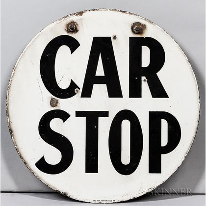 Two-sided Enamel "Car Stop" Sign