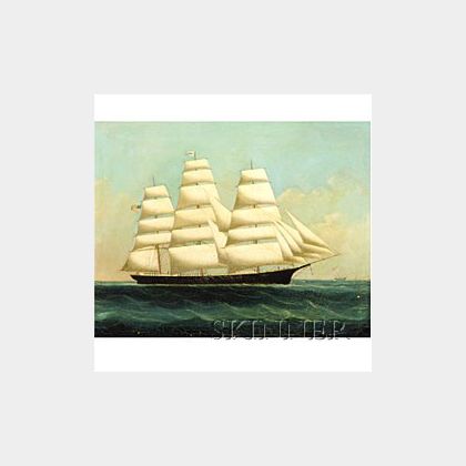 Chinese Export School, 19th Century The Clipper Ship Pilgrim in Chinese Waters.