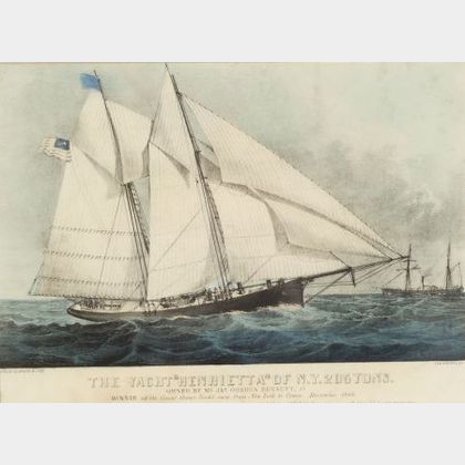Currier & Ives, publishers (American 1857-1907) The Yacht 'Henrietta' of N.Y. 205 tons.