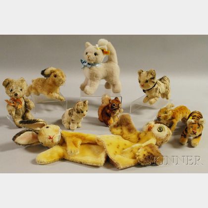 Ten Steiff Mohair Animal Toys and Puppets