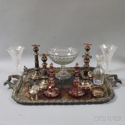 Group of Glass, Silver-plated, and Sterling Tableware