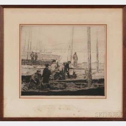 Six Prints by 20th Century American Artists: George Elmer Browne (1871-1946),Sardine Fleet at Anchor