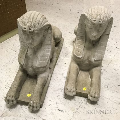 Pair of Concrete Sphinxes