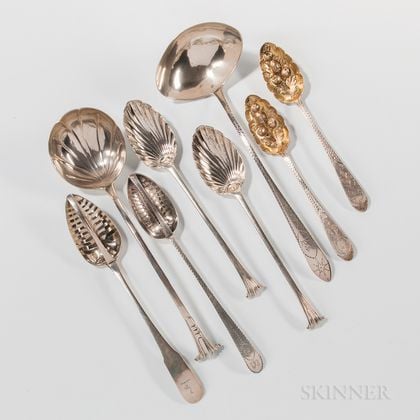 Eight Pieces of George III Irish Sterling Silver Flatware