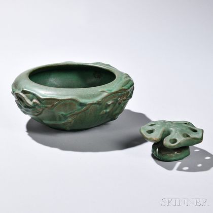 Art Pottery Bowl with Flower Frog 