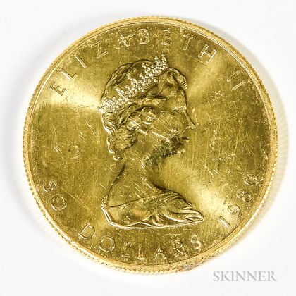 1980 Canadian $50 Maple Leaf Gold Coin. Estimate $800-1,000