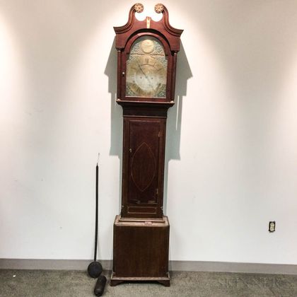 English Inlaid Mahogany Tall Case Clock