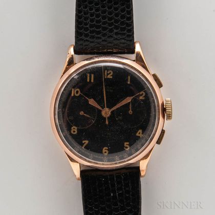 Black Dial "Chronograph Suisse" 18kt Gold Wristwatch
