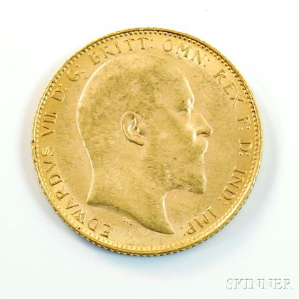 1908 British Gold Sovereign. Estimate $200-300
