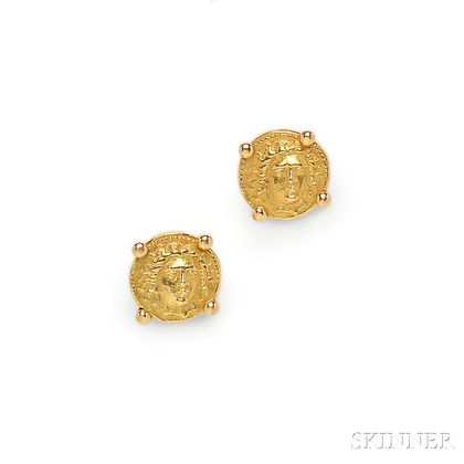 18kt Gold and Gold Coin Earclips, Van Cleef & Arpels