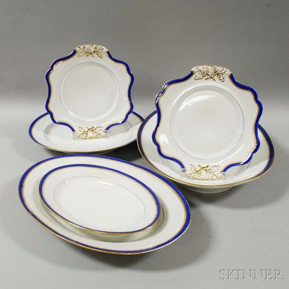 Six Gilt-rimmed Porcelain Serving Pieces