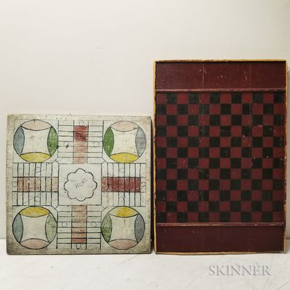 Two Polychrome Painted Game Boards