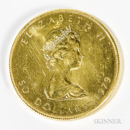 1979 Canadian $50 Maple Leaf Gold Coin. Estimate $800-1,000