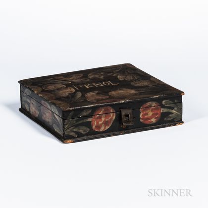 Paint- and Floral-decorated Pine "Bucher" Lap Box
