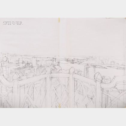John Wonnacott (British, b. 1940) Lot of Eight Studies of a Balcony View
