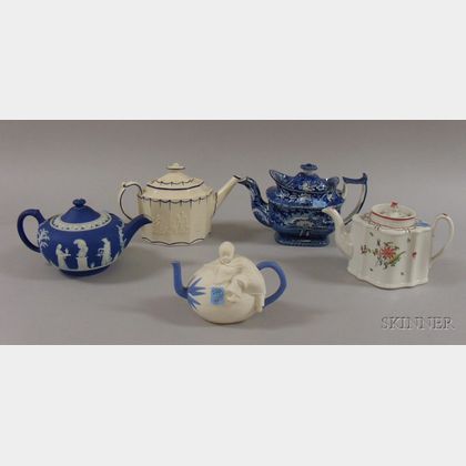 Five Assorted English and European Ceramic Teapots