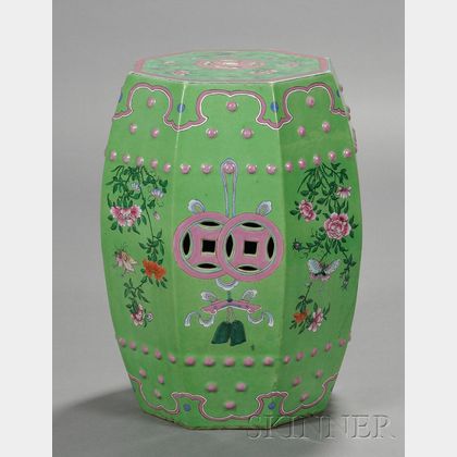 Chinese Export Green-glazed Porcelain Garden Seat