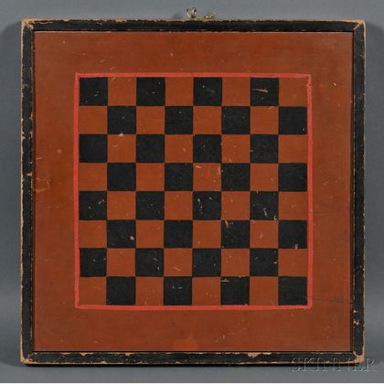 Painted Wooden Checkers/Backgammon Game Board