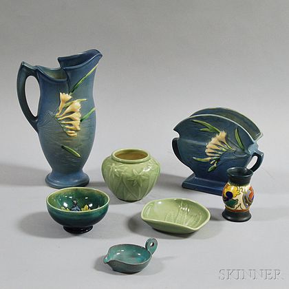 Seven Pieces of Mostly American Art Pottery