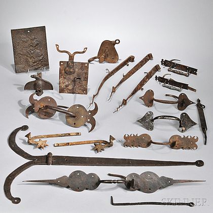 Group of Early Wrought Iron Architectural Hardware