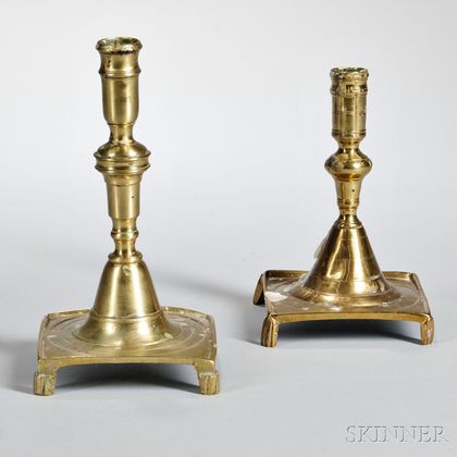 Two Footed Brass Candlesticks