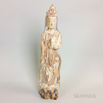Carved and Painted Wood Figure of Quan Yin