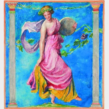John La Farge (American, 1835-1910) A Bacchante (Study for Stained Glass)