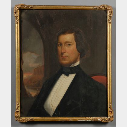 American School, 19th Century Portrait of James Benjamin Hickox of Waterbury, Connecticut, (b. 1821- d.1870).