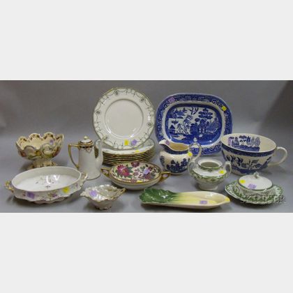 Nineteen Pieces of Assorted Decorated Ceramic Tableware and Table Items