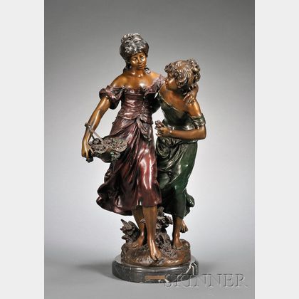 Patinated Bronze Figure of Two Flower Gatherers