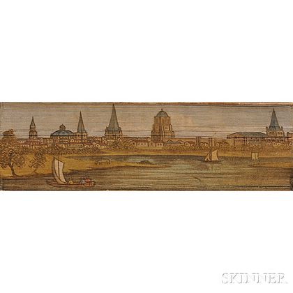 Fore-edge Paintings, British Colleges: Oxford from Christ Church Meadows; Great Court, Trinity College, Cambridge; Jesus College from t