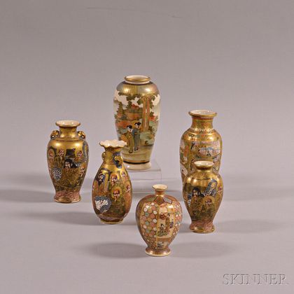 Six Small Satsuma Vases