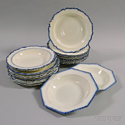 Twenty-four English Ceramic "Mared"-edge Soups and Plates