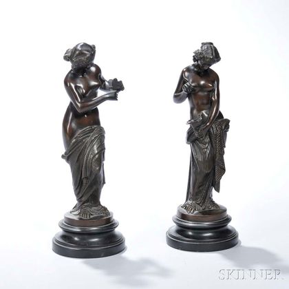 Pair of Grand Tour Bronze Figures of Nymphs
