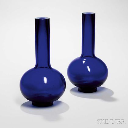 Pair of Cobalt Blue Peking Glass Vases