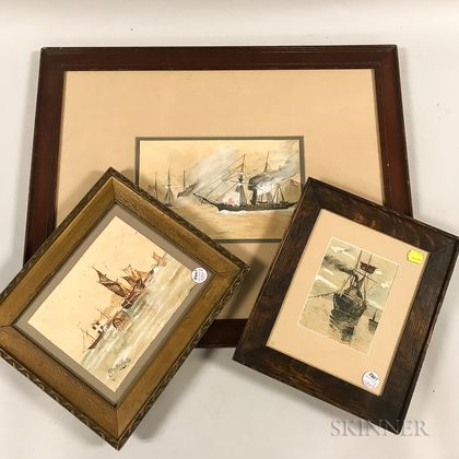 Three Framed Maritime Watercolors