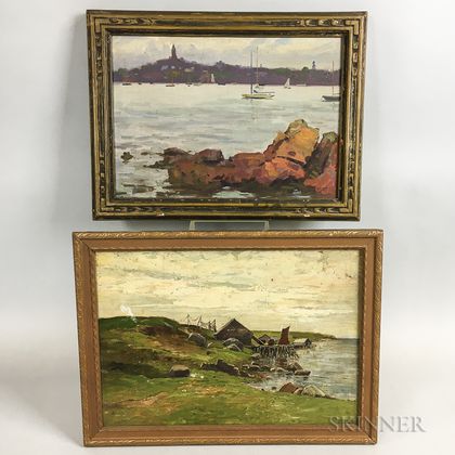 Two Framed Oil on Canvas Coastal Scenes in Marblehead