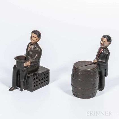 Two Figural "Man in Black Jacket" Mechanical Banks