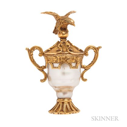Antique 18kt Gold and Baroque Pearl Loving Cup