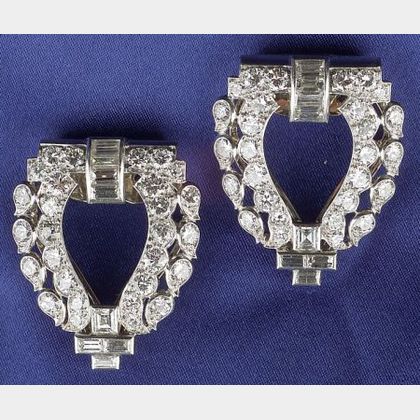 Art Deco Platinum and Diamond Dress Clips, Cartier