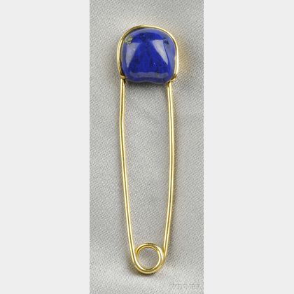 18kt Gold and Lapis Safety Pin, Tiffany & Co.