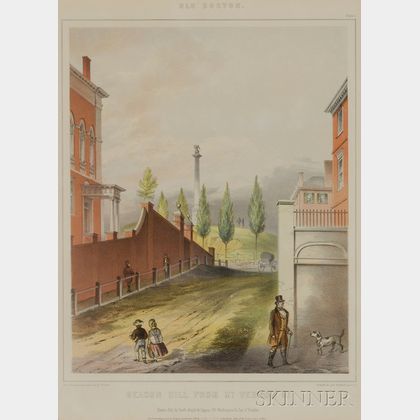 J.H. Buffords, lithographer (Boston, 19th Century) Lot of Five Old Boston Series Views: Beacon Hill From Mt. Vernon St.; Beacon Hi... 