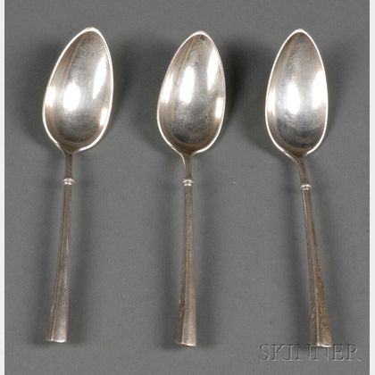 Set of Six Russian Silver Spoons