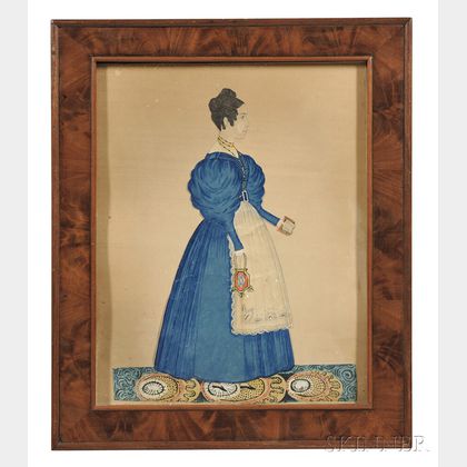 Joseph Davis (Maine/New Hampshire, 1811-1865) Portrait of a Woman in a Blue Dress