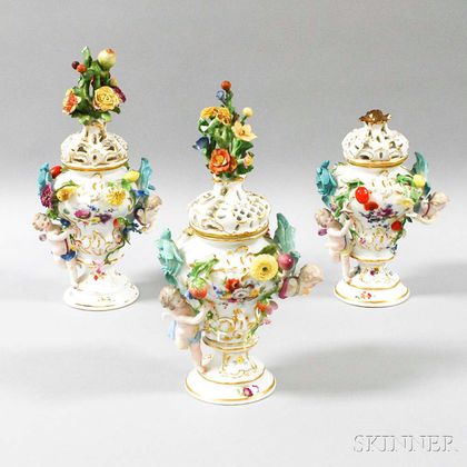 Three German Porcelain Potpourris