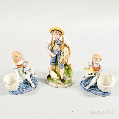 Three Bisque Porcelain Figures of Children