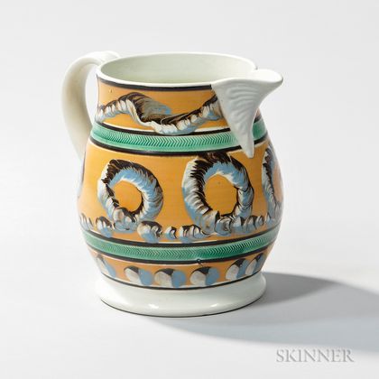 Cable and Cat's-eye Slip-decorated Pitcher