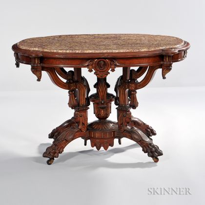 Egyptian Revival Carved Center Table